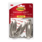 Command Medium Designer Brushed Nickel, 3-HOOKS, 6-STRIPS, Decorate New. Price: $33.16.