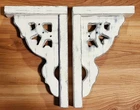Pair Of Distressed White Fretwork Style Wood Corbels Shelf Brackets VSB034. Price: $39.99.