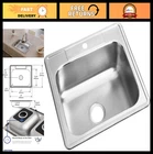 25" X 21" Single Bowl Top Mount Stainless Steel Kitchen Sink - Durable & Stylish New. Price: $179.99.