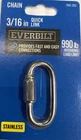Everbilt 3/16 Stainless Steel Quick Chain Link, 990-LB Load Limit, Mpn: 42784 New. Price: $10.70.