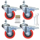 Heavy Duty Stem Caster Wheels M10-1.5X25MM Dual Locking Noise Pvc Red New. Price: $37.65.