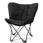 Mainstays Micro Suede Fabric Butterfly Folding Chair, Black, New. Price: $37.89.