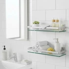Sanbege 2-PACK Tempered Glass Bathroom Shelf With Rail, 15" X 4.5" Rectangular New. Price: $66.64.