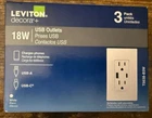 3-PACK Leviton T5638-B3W Tamper-resistant Duplex Outlet Type And Usb 18W New. Price: $45.99.