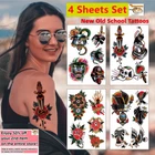 Set 4 Sheets Waterproof Temporary Tattoo Stickers Old School Arm & Body Art New. Price: $5.95.