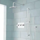 Signature Hardware Tosca Thermostatic System With Rainfall Shower, Chrome Open. Price: $699.95.