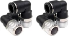 4 Pack Push To Connect Air Fittings 90 1/2" Od X Npt, Black New. Price: $21.82.