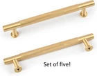 Saliseng 5-PACK Brushed Gold Kitchen Cabinet Handles Pulls Brass Swirled Bn 5" New. Price: $13.00.