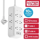 Usb Power Strip Surge Protector, 12 Outlet, Fast Charger, 10FT Extension New. Price: $39.99.