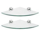 Jqk Corner Glass Shelf, Brushed Steel Bathroom 304 Stainless Shower Tri Open. Price: $39.99.