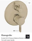 Hansgrohe 15739141 Ecostat Pressure Balanced Valve Trim Brushed Bronze Openbox. Price: $168.00.
