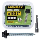 Lionmax Metal Roofing Screws #10 Inch, 300-PCS, Black 2", New. Price: $44.90.