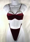Frederick's Of Hollywood Rhinestone Ruby Velvet Caged Cutout Bra & Thong Set M New. Price: $49.99.