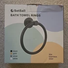 Setsail Black Stainless Steel Bathroom Towel Ring Wall Mounted Anti-rust New. Price: $7.99.