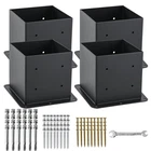 Axwhys 6X6 Post Base Anchor Set (5.6X5.6) - 13GA Steel, Black Powder Coated, 4 New. Price: $94.48.