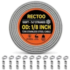 Rectoo 100FT 1/8 T316 Stainless Steel Cable Cutter 7X7 Strands Aircraft Wire New. Price: $36.09.