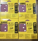 (4) Packs Of Dewalt DW4306 5-INCH 8 Hole 220 Grit Hook And Loop 5-PACK X (20) New. Price: $41.24.