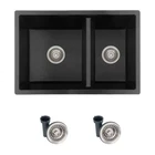 Stylish Dual-mount 27.25" X 18.38" Composite Double Offset Bowl Kitchen Sink New. Price: $299.78.