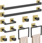 Stylish 10-PIECE Black & Gold Bathroom Hardware Set Durable SUS304 Steel New. Price: $125.99.