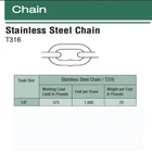 10 Feet - T316 Stainless Steel Link Chain New. Price: $32.99.