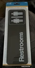 Hillman 9X3-INCH Restrooms Information Sign, Black Self Adhesive New. Price: $5.95.
