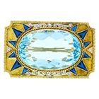 Antique Edwardian 18K Gold Large Oval Triangular Blue Stone & Diamond Brooch Pin Pre-owned. Price: $1443.30.