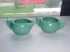Haeger Pottery Geranium Green Sugar Creamer Set Bridge Sized 2-1/4" Tall Used. Price: $15.00.
