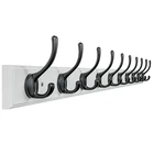Dseap Wall Mounted Coat Rack: 10 Hooks, 38.25" Long, Wood, White & Black New. Price: $61.27.
