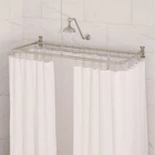 Signature Hardware 54"X27" D-shaped Solid Brass Shower Ring And Ceiling Support Open. Price: $85.99.