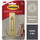 Command Large Decorative Double Hook, Satin Brass, Strip 17036BR-ES New. Price: $11.90.