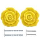 Bonsicoky 2 Yellow Rose Drawer Pulls, Ceramic Flower Knobs Pcs, New. Price: $9.82.