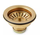 Signature Hardware 3-1/2" Kitchen Sink Basket Strainer, Matte Gold Finish Open. Price: $39.95.