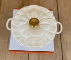 Creuset Signature Cast Iron Petal Shallow Casserole 2.25 Qt White #26 New. Price: $314.99.