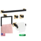 Gisafai 5 Pcs Black Gold Bathroom Hardware Accessories Set 23.6 Inch Towel New. Price: $58.10.