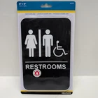 Hillman Ada Restroom Sign 6X9 Black White Braille Unisex Bathroom Door Wall New. Price: $9.85.