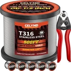 Celynd Stainless Steel Cable For Railing - 500FT 1/8" T316 Wire Rope Fo... New. Price: $92.06.