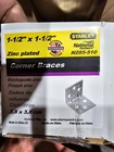 National Hardware Corner Brace Zinc Steel X 1-1/2. N285-510 (20PCS) New. Price: $15.00.