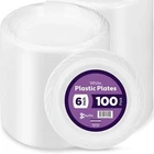 6 Inch White Plastic Plates 100 Bulk Pack - Disposable Cake For Desser... New. Price: $21.00.