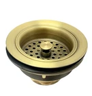 Signature Hardware SH171AGBR 3-1/2" Kitchen Sink Basket Strainer Aged Brass Open. Price: $49.00.