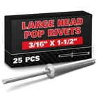 25 Pcs Aluminum Long Rivets 3/16 X 1-1/2 Large Dome Head Grip Blind Rive... New. Price: $35.35.