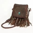 Ad American Darling Handcrafted Western Leather Messenger Bag With Fringes New. Price: $185.00.
