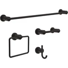Delta Nicoli (4-PACK) Bathroom Set Matte Black 18" Towel Rack, Tp Holder New. Price: $122.01.