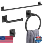 Kljkpa 4-PIECE Matte Black Bathroom Hardware Set Towel Bar, Hook, Paper Holder New. Price: $24.53.