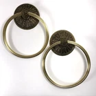 Lot Of 2 - Vintage American Tack Brass Medallion Mcm Towel Holder Rings 1968 Used. Price: $34.99.