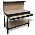 Vidaxl Steel Workbench With Pegboard And Drawer - Large & Sturdy Mdf Surfac New. Price: $222.99.