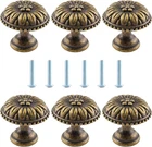 6 Pcs Vintage Cabinet Knobs, Flower Pattern Bronze Drawer Pulls, 1" Dia Re New. Price: $15.60.