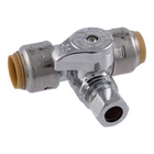 Sharkbite Max 1/2" Push-to-connect 3/8" Compression Chrome-plated Brass Tee Open. Price: $17.99.
