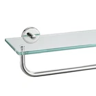Jqk 15" Polished Chrome Tempered Glass Bathroom Shower Shelf W/ Towel Bar New. Price: $43.50.