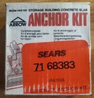 Arrow Shed AK100 Concrete Anchor Kit- New. Price: $22.49.