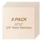 5-PK 12X12" Basswood Sheets 1/4" (6MM) Unfinished For Crafts & Engraving New. Price: $24.78.